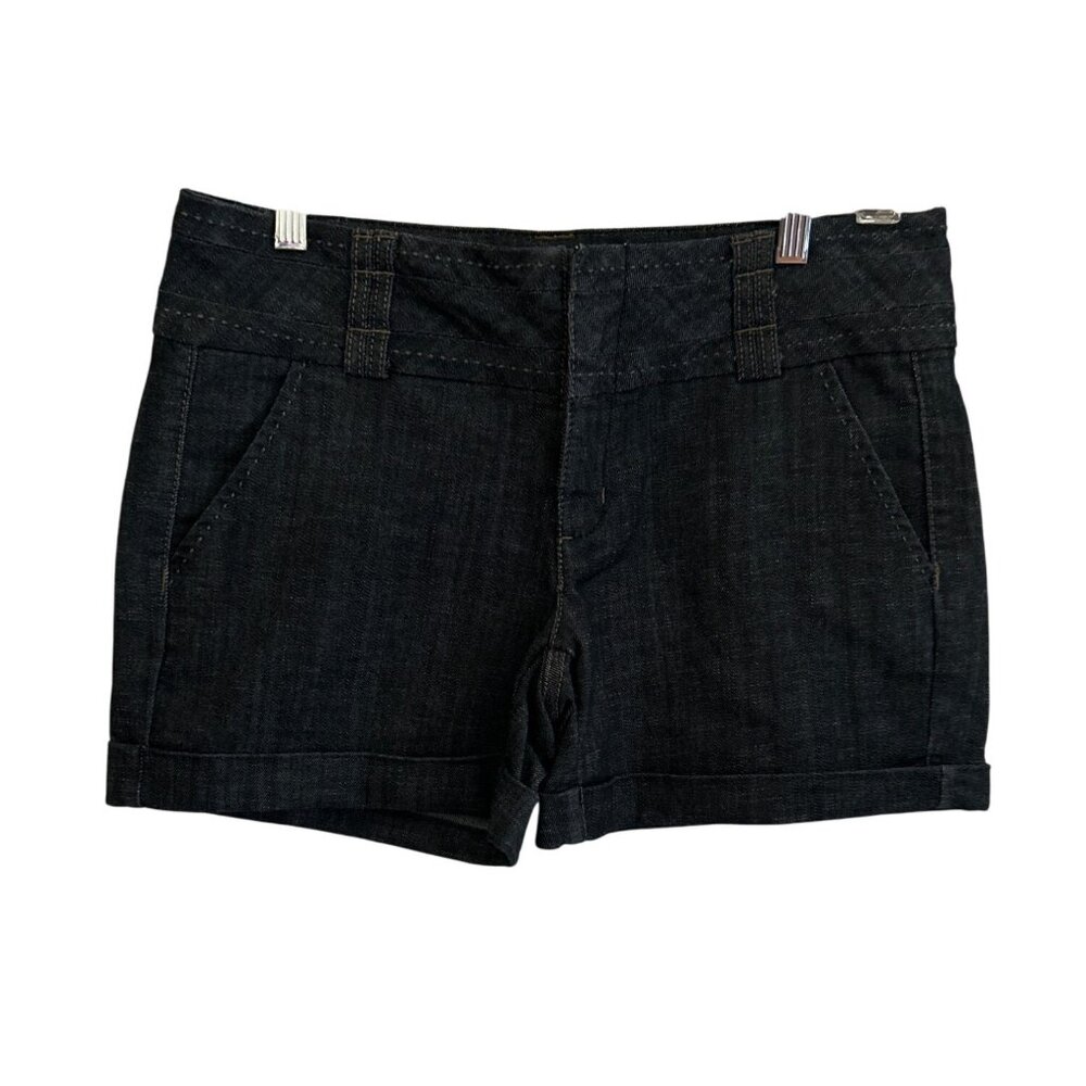 One 5 One Petite Womens Denim Cuffed Hem Shorts 8P Dark Wash 4.5” Inseam